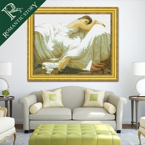 Romantic Story Sleeping Beauty People Portrait 11CT DMC Cross Stitch Needlework DIY Printing Cross-Stitch Set For Embroidery Kit