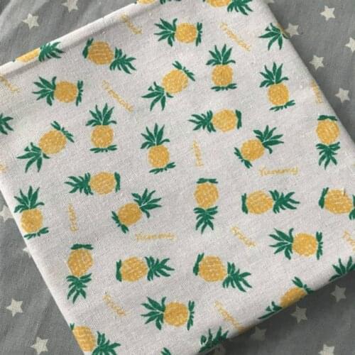 Pineapple Printed Cotton Linen Fabric Cloth DIY Sewing Linen Cotton Fabric Material for Textile Decorate Tablecloth Cushioncover