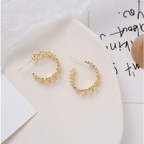New Fashion Copper Plated Real Gold Earrings For Women Simple Versatile Hollow Metal Hypoallergenic Stud 2020 Wholesale Jewelry