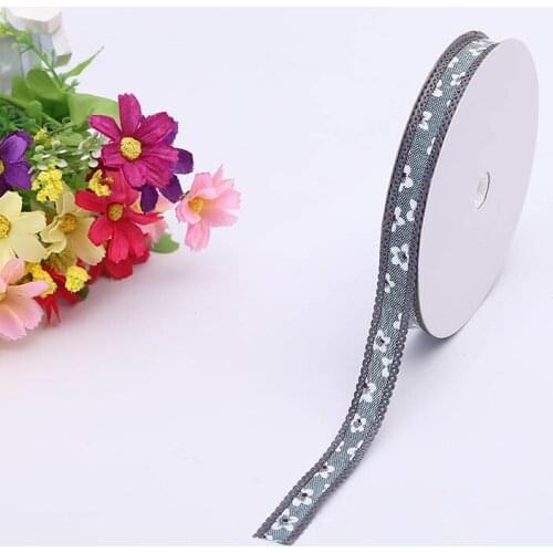 New Household Items Handmade Ribbons 12 Color 1.2cm Denim Two-Color Floral High Quality Single-Sided DIY Sewing Fabric Ribbons