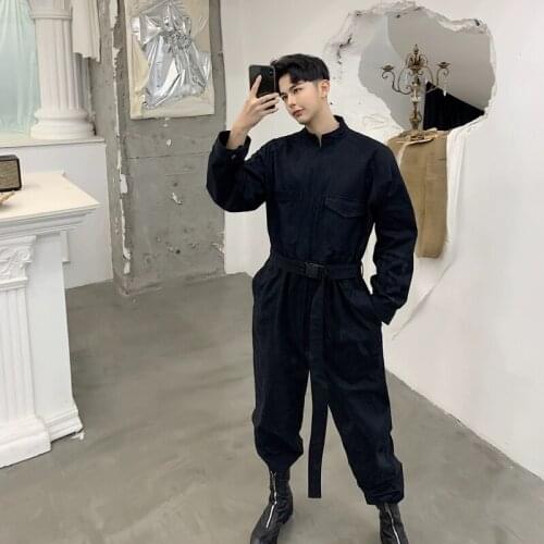 New Multi-pocket Jumpsuit Mens Fashion Hip Hop One Piece Overalls Spring Autumn Youth Casual Tooling Long Sleeved Trousers