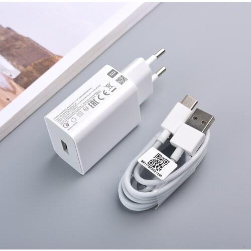 Original Xiaomi MDY-11-EP EU Fast Charger 22.5W QC 3.0 USB Adapter 100CM Type C Fast Charging Cord For MI 10 9 Lite Redmi 9A 9C