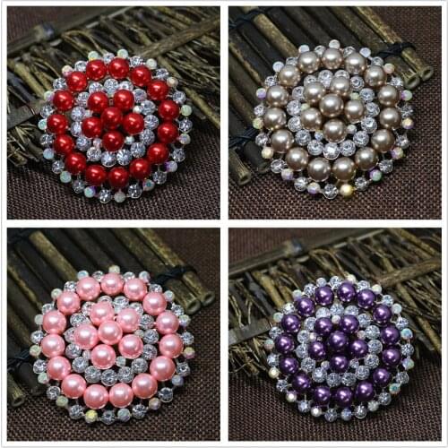 Charms multicolor rose gold-color hot brooches round shell pearl pins bouquet jewelry accessory J