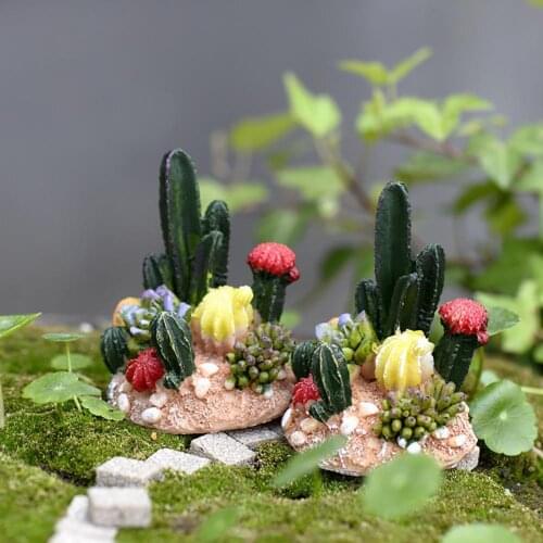 Resin Stone Fake Cactus Ornament Cactus Pot Not Easy to Break Micro Landscape Artificial Cactus Pot Resin Ornament Home Decor