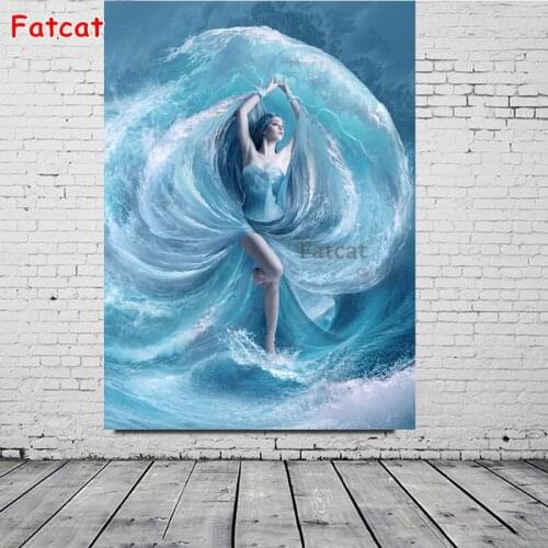 Full Square 3D Diamond Painting Angel woman ocean wave landscape Handmade Gift Diamond Embroidery Needlework Craft Kit PP1711