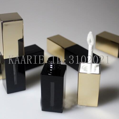 4.5ML 50pcs Empty Square Graceful Lip Gloss Container with Gold Cap,DIY Plastic Elegant Lipstick Refillable Beauty Makeup Tool