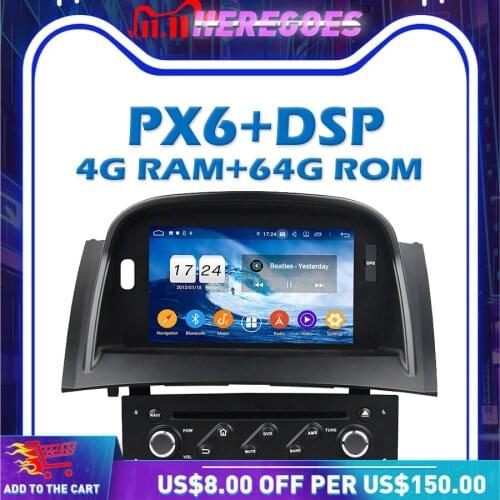 PX6 Car DVD Player DSP IPS Android 10.0 4G RAM +64GB GPS Map RDS Auto Radio Wifi Bluetooth 5.0 For Renault Megane II 2 2004-2009