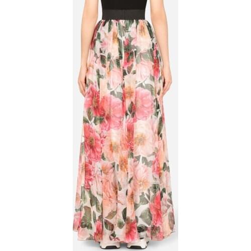 S-XL High Quality 2021 New Silk Printed Comfortable Fabric Stretch Waist Oversized Casual Vacation Bohemian Woman Skirt