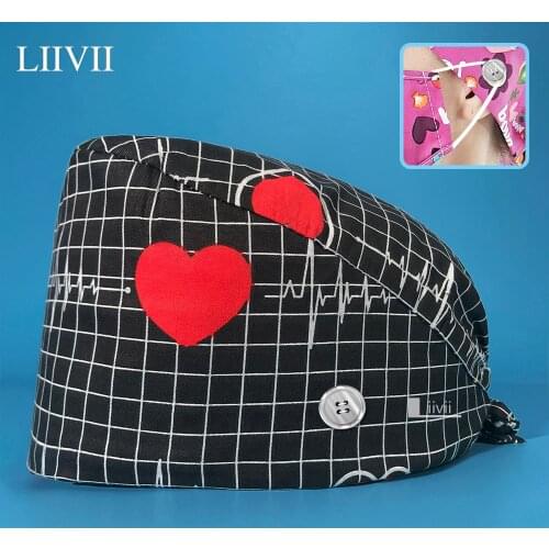 Adjustable Surgical Hat Nurse Accessories 100%Cotton Medical Cap with Sweat Absorbing Pet Grooming Clinic Doctor Cap Surgery Hat