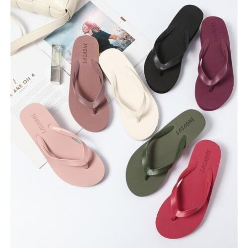 2021 Flip-Flops Womens Summer Wedge Beach Platform Sandals Candy Color Slippers Womens Outdoor Fashion
