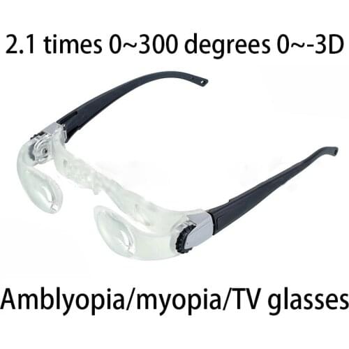 Folding Watch TV Computer Fishing Movie Amblyopia 2.1 X Magnifier Glasses for Myopia 0-300 Degrees Laboratory Equipment