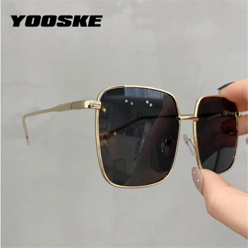 YOOSKE Square Sunglasses Men Women Oversized Sunglasses Female Male Candy Color Clear Lens Sunglass Vintage Metal Eyewear UV400