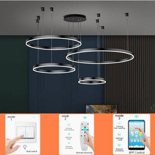 Modern Aluminum Ring Vertigo Lamp High-End Interior Design Engineering Lighting Wedge-Shaped Wiredrawing Hanging Chandelier