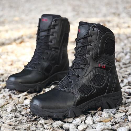 High Top Tactical Boots Mens Shoes Waterproof Hiking Shoes Outdoor Hunting Boots Mountain Shoes Man Desert Combat Military Boots