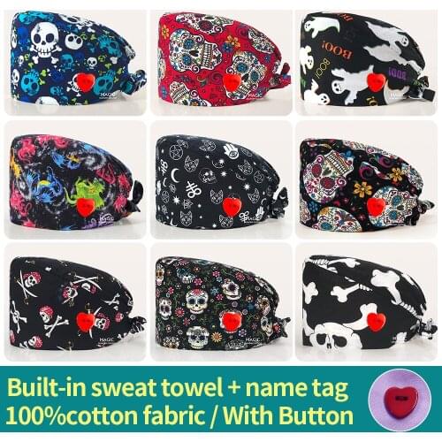 High Quality unisex Breathable sweat-absorbent ElasticTieback Cheap Factory Price Scrub Hat nursing hat Dentist hats lab cap