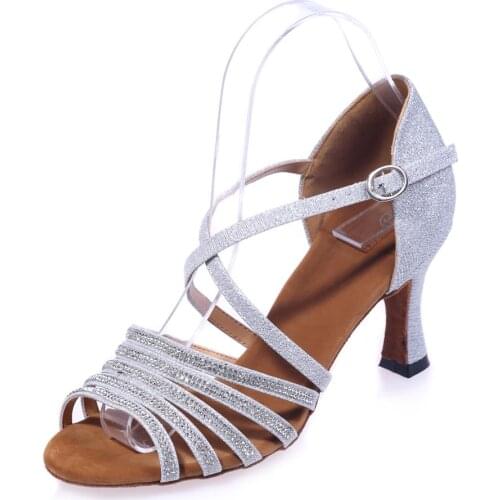 Lady dancing latin Raks Sharki belly prom ball in door dance shoes glitter rhinestone high heel gold brown silver black red blue