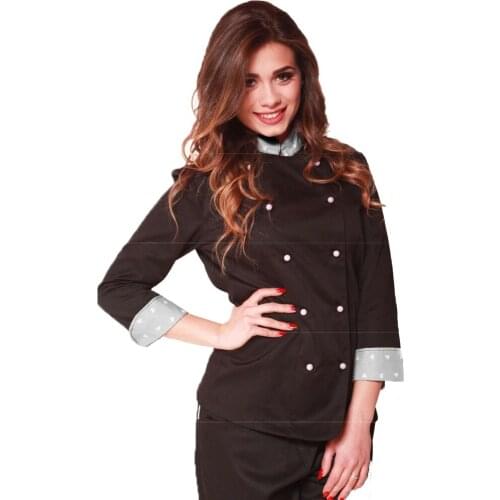 Womens jacket chef bar pastry cake design female restaurant pub work