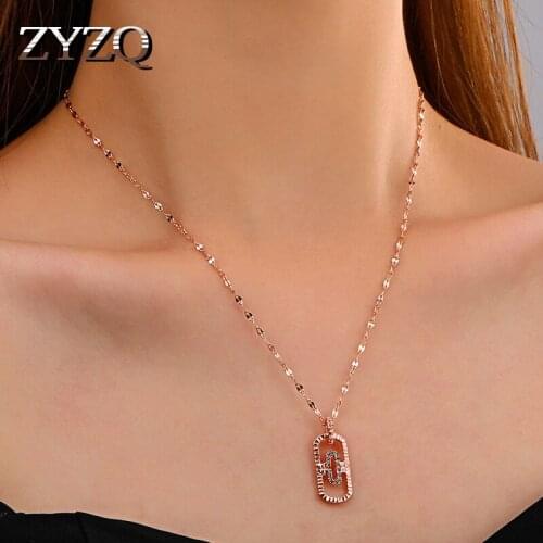 ZYZQ 2021 Trend Paperclip Clavicle Chain Square Personality Geometric Hollow Pendant Necklace For Women Creative Jewelry