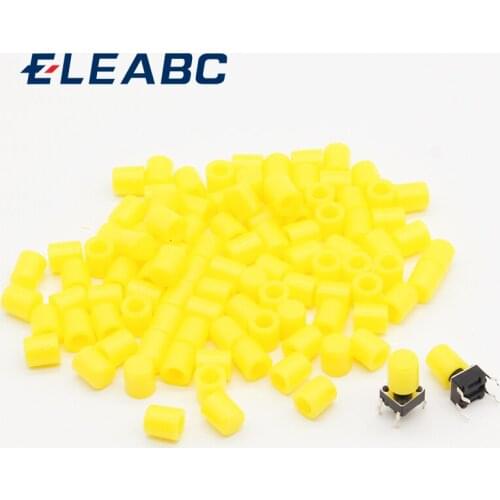 100pcs/lot Yellow Plastic Cap Hat G62 for 6*6mm Tactile Push Button Switch Lid Cover