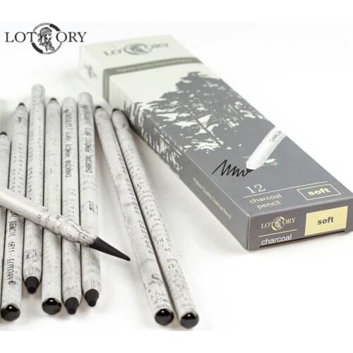 Lotory 12Pcs/Set Charcoal Pencil Simple Special Black Paper Roll Drawing Pencils For School Crayon Bold Carbon Core Art Supplies