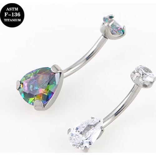 14G Implant Grade Titanium ASTM F136 Internal Thread Navel Belly Ring Ombligo Oreja Piercing Jewelry with Opal Cubic Zircon