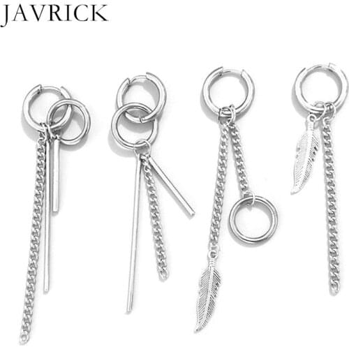 4 Pcs/set Fashion Long Chain Earring Men Women Simple Versatile Stainless Steel Silver Earrings Set Party Gifts Personality Gift