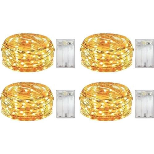 4 Pack 3M Battery Operated Dewdrop Led Lights,Indoor Mini Fairy Lights with Timer Function,Christmas Wedding Party Decoration