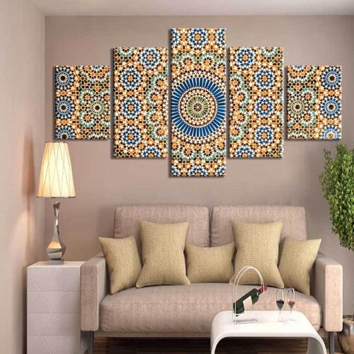 5 Panel The Qur'an Islamic Calligraphy Motto Mosque Posters Wall Art Canvas HD Printed Paintings Pictures Living Room Home Decor