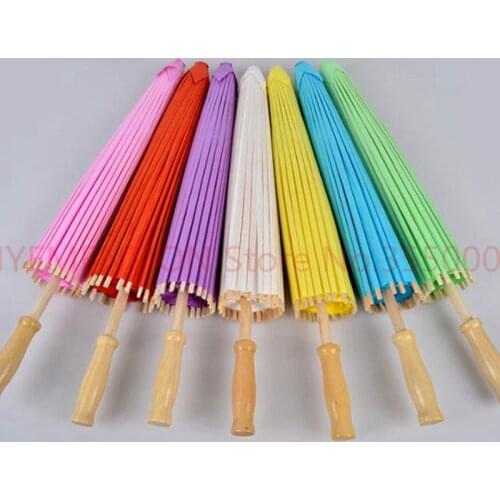 50pcs/lot Children Size Small Chinese Art Craft Umbrella Blank Paper Long Handle Wedding Parasol 23.6inch 60cm