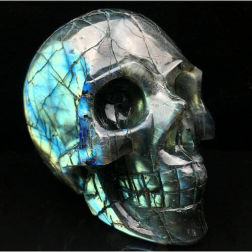 9-10cm High Quality Large Reiki Decor Natural labradorite skull beautiful crystal skull Quartz skull 1pcs