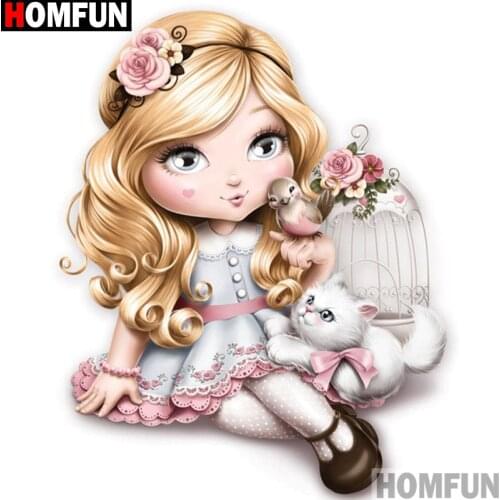 HOMFUN Full Square/Round Drill 5D DIY Diamond Painting "Cartoon girl" 3D Embroidery Cross Stitch 5D Home Decor A14073