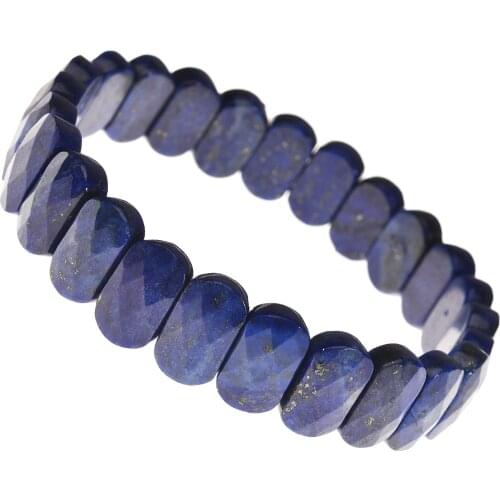 Asingeloo Gem Semi Precious Gemstone 9x15mm Faceted Oval Beads Stretch Bracelet 7 Inch Unisex