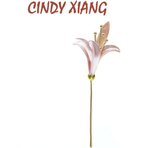 CINDY XIANG Enamel Lily Flower Brooches For Women Vivid Elegant Pin 2 Colors Available Summer Dress Pin Fashion Jewelry New 2020