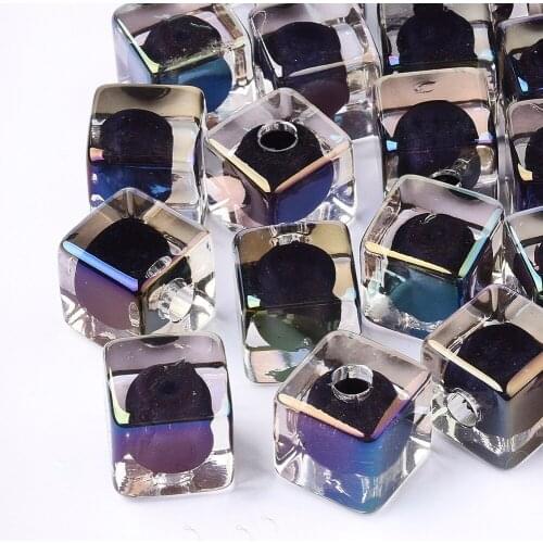 20Pcs UV Plating Bead in Bead Cube Half Drilled RainbowTransparent Acrylic Beads Crafts For DIY Jewelry Making 12.5x12.5x12.5mm