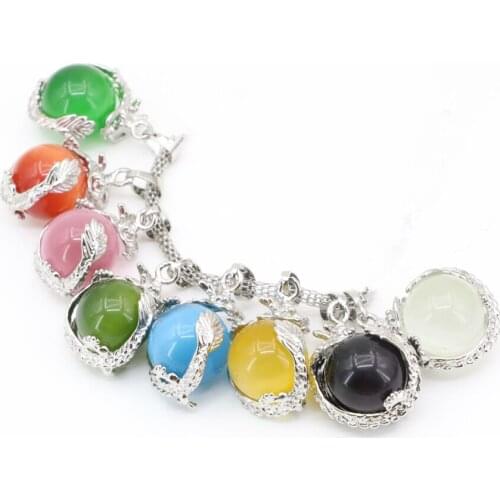 8 Colors 20x27mm Dragon Animal Charms Stone Pendant Jewelry Making Opal Round Ball Inlay Cat Eyes Crystal Beads Findings B3299