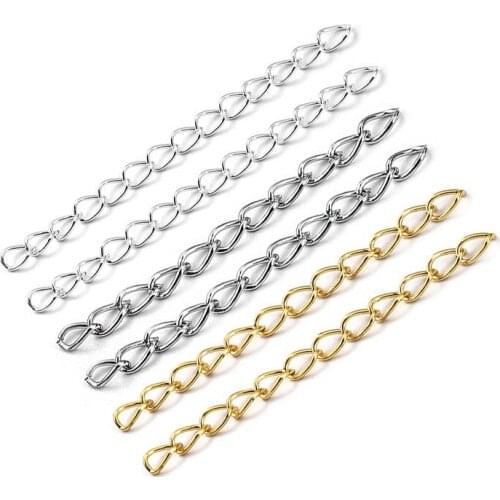 100Pcs/Lot Necklace Extension Chain Bulk Bracelet Extended Chains Tail Extender For DIY Jewelry Making Finding Bracelet Necklace