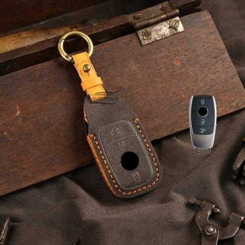 Luxury Suede Leather Car Key Case Cover For Mercedes Benz E C Class W204 W212 W176 GLC CLA GLA Car Interior Accessories