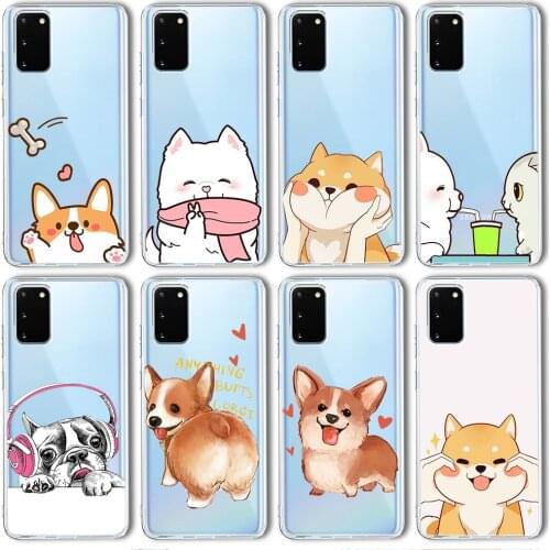 Cute Dog Corgi Case for Samsung Galaxy A51 S21 S20 FE A71 A52 A72 A12 A21S A50 A70 S10 S10e S9 S8 NOTE 20 10 Ultra Plus Lite TPU
