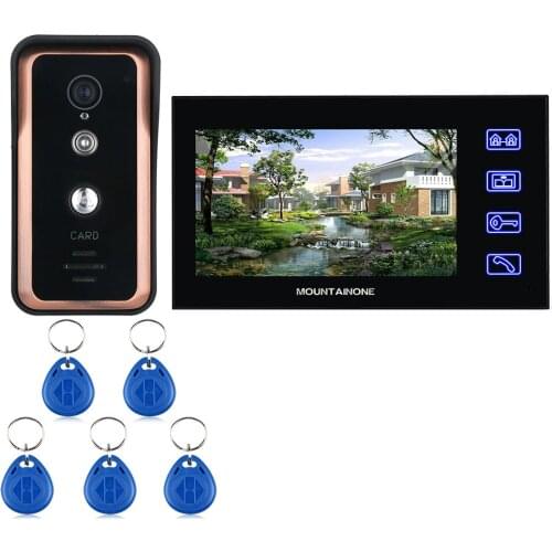 7 inch Touch Button Color Video Intercom Door Phone System With RFID Card Reader HD Doorbell 1000TVL IR-CUT Camera