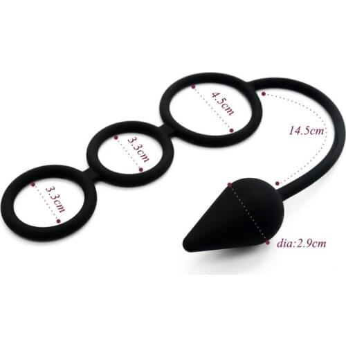 Men with Time-lapse Lock Fine Cock Rings Silicone Penis Ring G Point Stimulation Anal Plug Three-ring Male Adult Sex Products