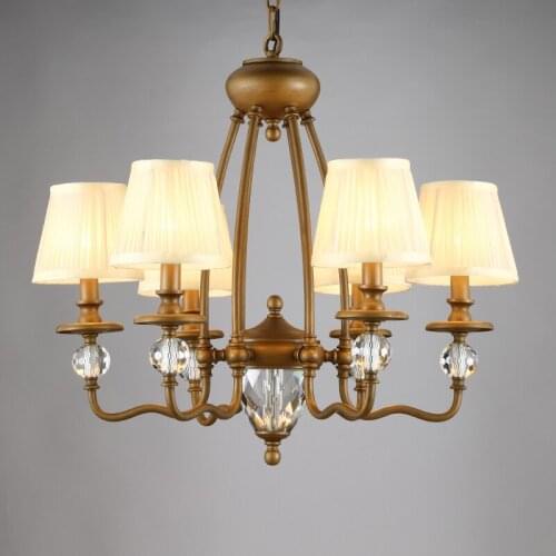 Home classical rustic Crystal Chandelier lamp for Bedroom Living Room Light Bronze Iron Lamp Restaurant Retro Ceiling Chandelier