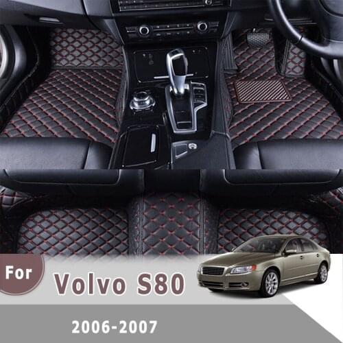 RHD Custom Carpets For Volvo S80 2007 2006 Leather Car Floor Mats Auto Interior Accessories Rugs Car Protect Waterproof Decor