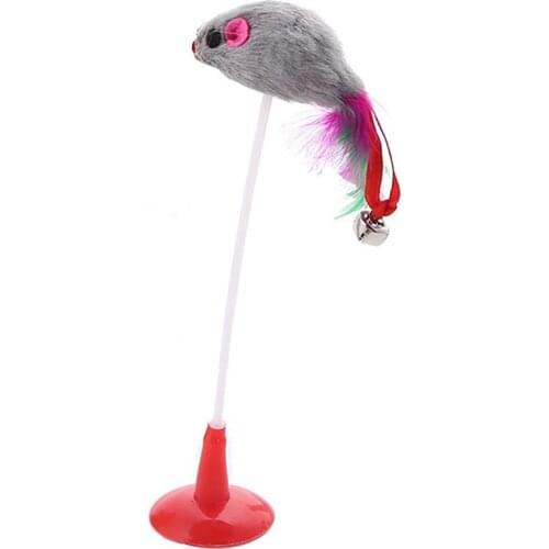 Legendog 1pc Cat Teaser Toy Creative Mouse Decor Feather Suction Cup Cat Toy Cat Interactive Toys Pet Supplies Random Color