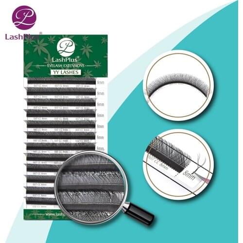 LASHPLUS YY Design Eye Lashes Extensions Black Soft Invividual False Eyelashes Y Shape Volume Lashes Tools 8-15mm D Curl Lashes