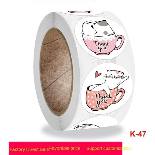 New roll childrens toys cute thank you self adhesive label office stationery decoration label sealing sticker