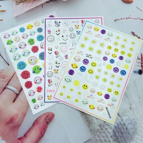 Japanese Style 3d DIY Fashion New Arrival Light Thin Traceless Nail Stickers Caton Smiles Dry Nail Decals Manicure Nail Art Girl