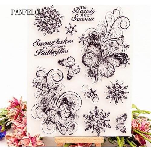 PANFELOU 15.5x20 Easter butterfly snowflake Transparent Silicone Rubber Clear Stamps cartoon Scrapbooking/DIY New year album