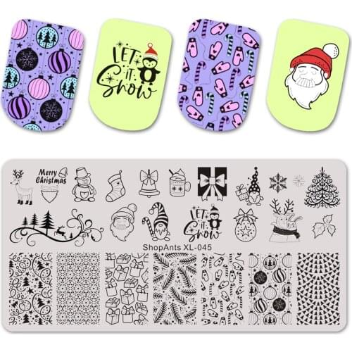 SHOPANTS Nail Stamping Plates Halloween Christmas Xmas Image Nail Art Template Stainless Stencil Stamping For Nails Design
