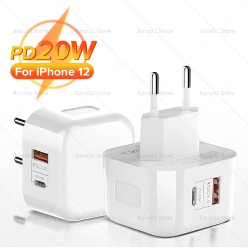 PD 20W USB Type C Charger For iPhone 12 Pro Max QC3.0 Quick Charger USB-C Fast Charging Travel Wall Charger Power Adapter US/EU
