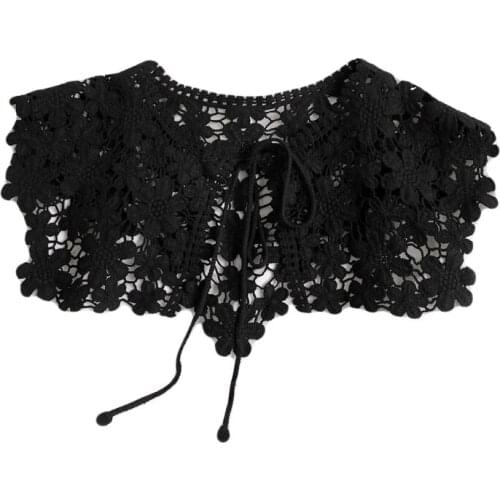 Women Detachable Fake Collar O-Neck Flower Half Shirt Blouse Lace Neckwear for Womens Girls Clothing Accessories